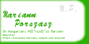 mariann porszasz business card